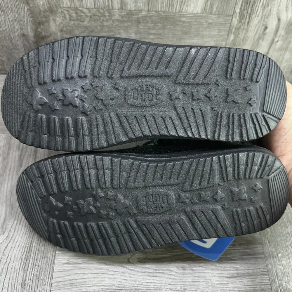 Hey Dude Windy Foldy Brushed Cozy Kids 2 Black SlipOn Winter Boots NEW 42143-060